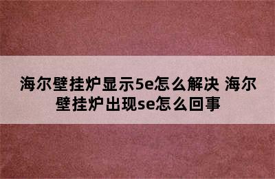 海尔壁挂炉显示5e怎么解决 海尔壁挂炉出现se怎么回事